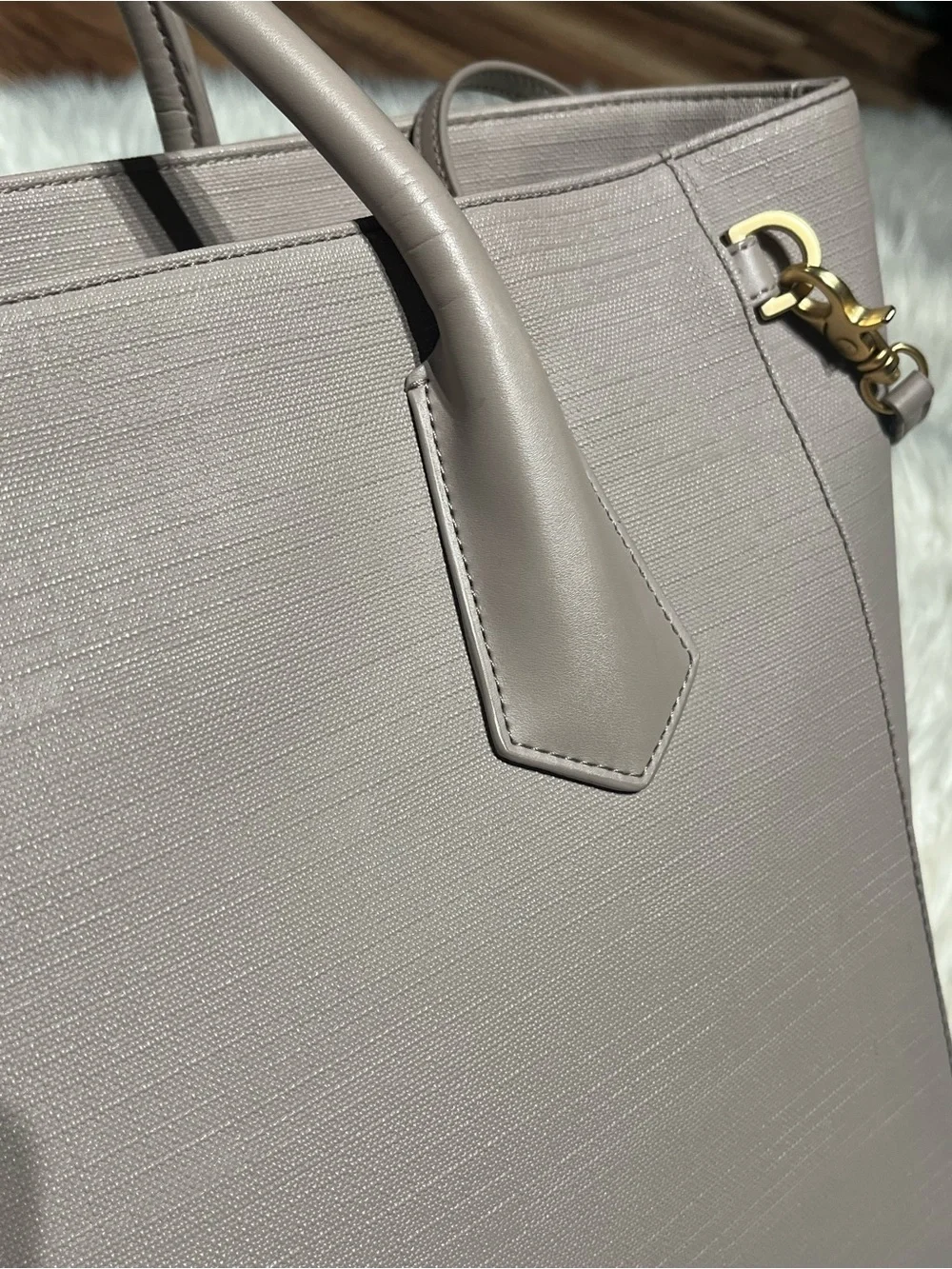 DAGNE DOVER Signature Legend Coated Canvas Large Laptop Tote Bag Gray / Taupe